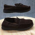 Dearfoams Slippers Mens 7-8 Corduroy Moccasin Brown Faux Fur Round Toe Comfort