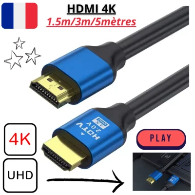 Câble HDMI 1.5M/3M/5M 4K ULTRA HD GAMING FILMS TV UHD PS5 XBOX CONSOLES - Bild 1 von 4