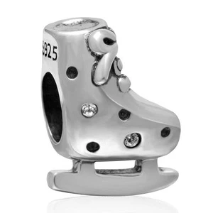 Cuentas dijes de plata esterlina 925 Icy Skate se adapta a brazalete europeo S3571 - Imagen 1 de 2