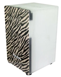 Tycoon Percussion Clear Acrylic Cajon with Polar Ice Design Frontplate - Picture 1 of 2