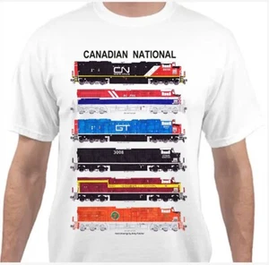 Canadian National Heritage Locomotives Railroad T-Shirt by Andy Fletcher - Picture 1 of 1