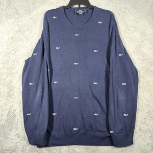Vineyard Vines Mens Crewneck Sweater XL Blue All Over Multicolor Whales - Picture 1 of 16