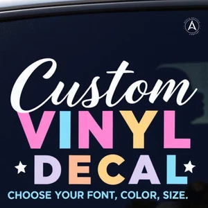 Calcomanía adhesiva de vinilo con letras de texto personalizado personalizada - CUALQUIER TEXTO - CUALQUIER NOMBRE-2 - Imagen 1 de 19