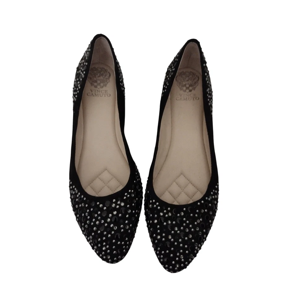 Vince Camuto Negro Gamuza Estrás Ballet Plano Talla 10 Eur 40 Foto 1 de 4
