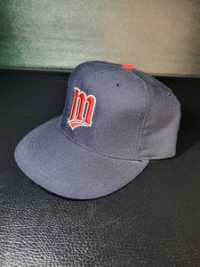 VTG 1998-2000 Minnesota Twins Hat Cap Size 7 3/8 New Era Blue USA Diamond Wool - Picture 1 of 11