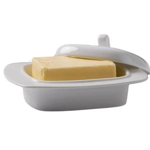 Porcelain Butter Dish White Price & Kensington Lid Microwave Dishwasher Safe - Picture 1 of 5