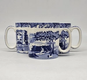 Spode Italian Blue And White Cup Mug Set Of 3 - Picture 1 of 8