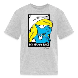 Sarcastic Smurfette 'My Happy Face' - The Smurfs Expressive Design Kid's T-Shirt - Picture 1 of 10