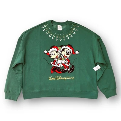 2025 Disney World Natal Mickey e Minnie bordado strass médio NOVO - Imagem 1 de 3