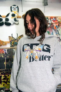 NEW 2019AW CDG Better Gift Shop Gray Butterfly Hoodie Small S Comme Des Garcons - Picture 1 of 7