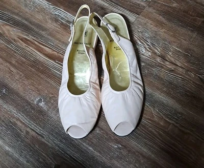 Zapatos planos vintage Bruno Magli de cuero nude peeptoe con cordones hechos en Italia 10  Foto 1 de 4