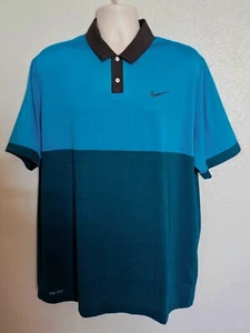 Nike Tiger Woods Collection Snap Polo Men's XL Turquoise Blue Perforated Venting - Picture 1 of 16