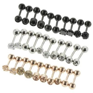 Lot de 5 paires de clous d'oreilles pour piercing de tragus en zircone cubique - Photo 1/7
