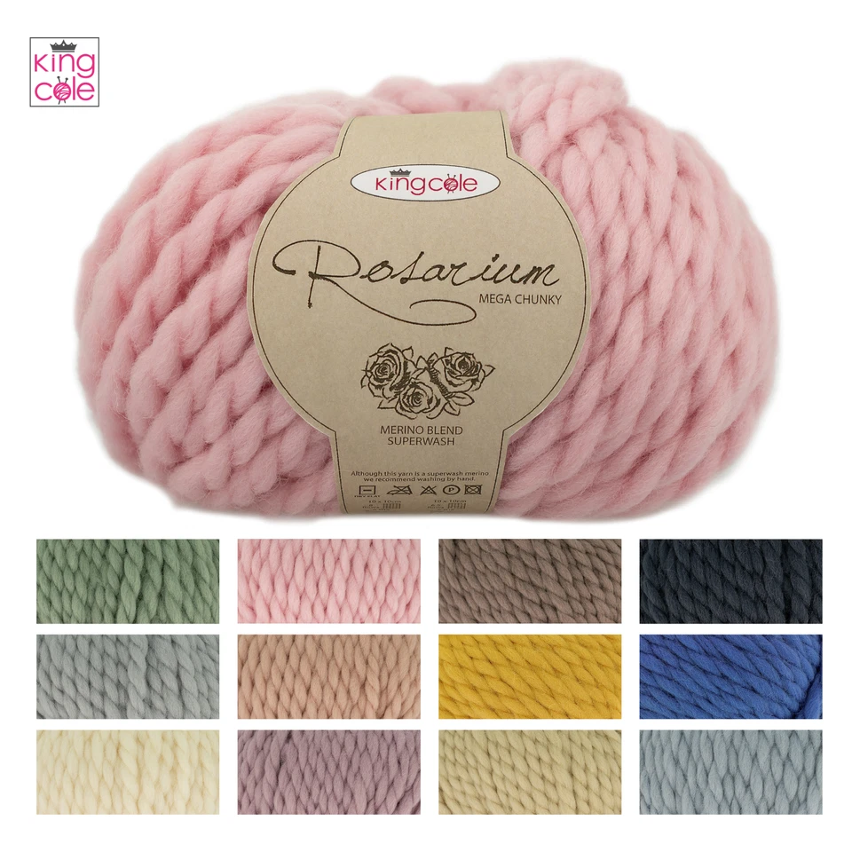 King Cole Rosarium Mega Chunky 100g Wool 100% Merino Wool Knitting Crochet Yarn