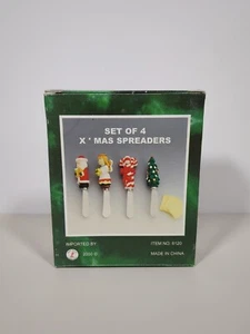 NEW Vintage 4pc Christmas Spreaders for Cheese Jam, 2000 Atlanta Giftware - Picture 1 of 16