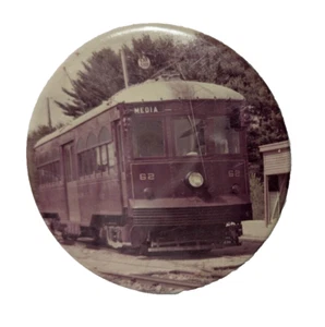 1970's Pennsylvania MEDIA TROLLEY PHOTO PIN - Picture 1 of 6
