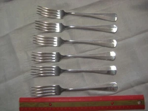 6 Vintage Baguette or Royal Baguette Style Dinner Forks Nederland Silverplate - Picture 1 of 7