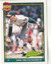 FREE SHIPPING-MINT-1991 Topps Traded Kirk Dressendorfer #35T A'S