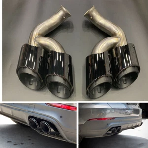 2x Black GTS Style Exhaust Tips Muffler Pipe For Porsche Cayenne V6 2015-2017 UK - Picture 1 of 8
