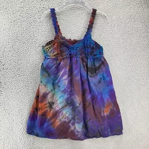 Häkelte Spitze Tank Top Krawatte gefärbt Damen Größe M Baumwolle Festival ausgestellt Empire - Bild 1 von 13