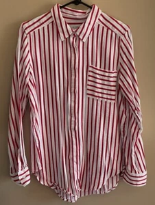 Vtg Liz Claiborne Size L Ladies  Red & White Striped Long Sleeve Blouse - Picture 1 of 6