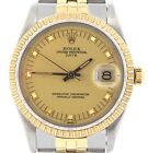 Rolex Date 15053 Men Stainless Steel 18K Yellow Gold Watch Jubilee Band Quickset
