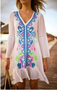 LILLY PULITZER Mujer Mediana TAVVY ENCUBRIMIENTO *TRAVELERS PALM* RESORT BLANCO - Imagen 1 de 17