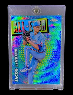 JACOB DEGROM LIGHT BLUE REFRACTOR Topps Chrome Holo 2025 Insert - RANGERS - Image 1 of 4