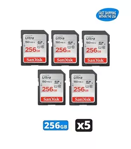 Sandisk Ultra 256GB SD Memory card for Camera/ Trail Camera / Computers (5 Pack) - Picture 1 of 4
