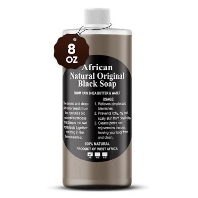 African Black Soap Liquid – Natural Face & Body Wash from Ghana  8 Fl Oz - Image 1 of 4