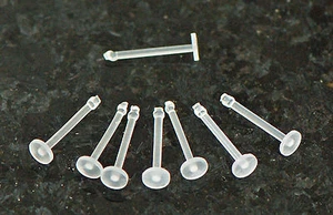 8 Pc 20g 1/4" New Acrylic Clear Bioflex Invisible Nose Retainers Studs Bone Ring - Picture 1 of 4