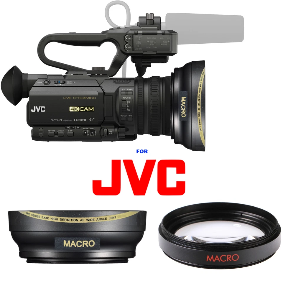 ULTRA WIDE ANGLE LENS + MACRO LENS FOR JVC GY-HM250 UHD 4K Streaming Camcorder  - Image 1 of 4