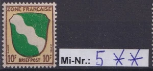 Französische Zone Allgemeine Ausgaben Mi.-Nr.: 5 sauber postfrischer Wert - Bild 1 von 1