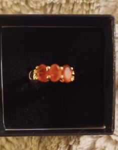 Mexican Fire Opal Ring Gold Plated. Retail $1000