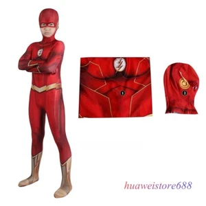 Kids The Flash Season 8 Costume Cosplay Jumpsuit W/Mask Superhero Outfit  - Picture 1 of 11