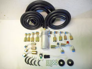 UNIVERSAL A/C HOSE KIT, RAT ROD,GENERAL USE W/ALUMINUM DRIER & TRINARY SWITCH - Foto 1 di 1