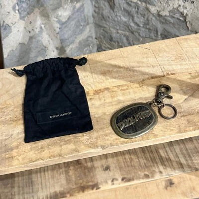 Dsquared2 Tweed Metal Logo Plaque Keychain - Image 1 of 4