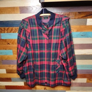 Avoca Collection Ireland Red Plaid Jacket Women's M Tartan Coat Blazer w/ Collar - Picture 1 of 10