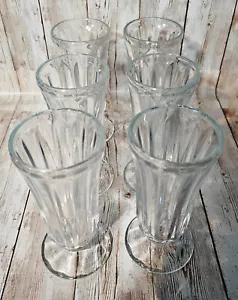 6 mini fontana bibite vetro Indiana anni 60 pannello scanalato PARFAIT SUNDAE GLASS 5" - Foto 1 di 8