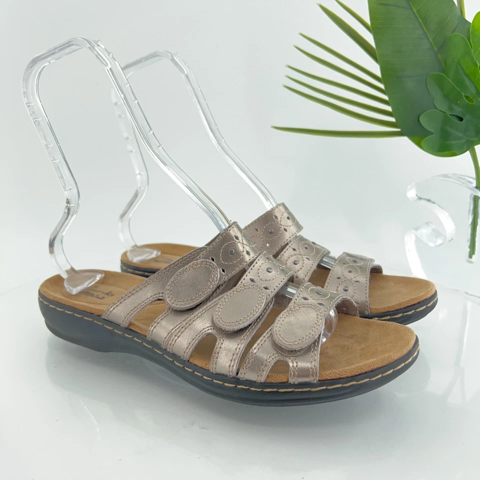 Sandalia Clarks Mujer Leisa Cacti Talla 11 M Bronce Cuero Deslizable Zapato Ajustable Foto 1 de 4