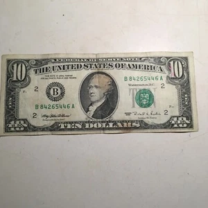 Rare Error 1995 $10 Bill Small Head w/Mis-Aligned Obverse & 2/6/54 Birthday. - Picture 1 of 8