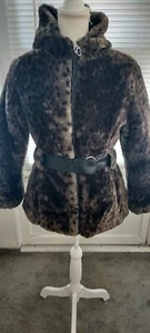 GIRLS FAUX FUR HOODED JACKET JAGUAR HAWKE AND COMPANY. SIZE 14 - Picture 1 of 10