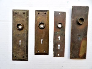 4 Antique Vintage Art Deco Heavy Brass Door Knob Back Plates - Picture 1 of 5
