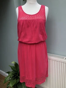 Ladies GAP Pink Summer Dress Size Uk XL 44” Bust Embroidered Stretch Cotton - Picture 1 of 10