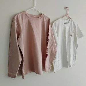 Carhartt Bundle/Lot of 2 Women's Long Short Sleeve Pink XXL White XL Tee T Shirt - Picture 1 of 12