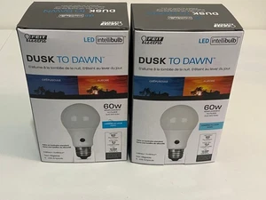 new Feit Electric LED intellibulb Dusk to Dawn 60W light bulb set 2 A19 - Picture 1 of 4