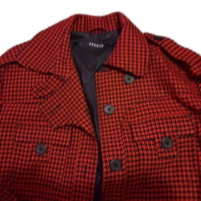 Prague Red/Black Houndstooth Button-Up Long Sleeve Jacket - Image 1 of 4