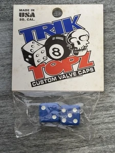 Trik Topz Valve Stem Caps Dice Blue USA Made So. Cal. Motorcycle Bike Biker New - Picture 1 of 8