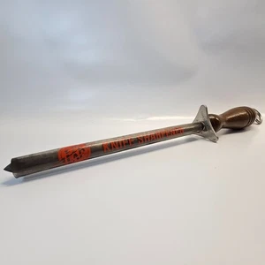 Vntg Eze-Lap Sharpener Diamond Sharpening Steel 8" Wood Handle Metal Guard - Picture 1 of 5