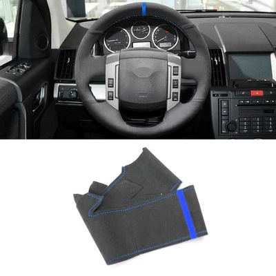 Hágalo usted mismo Cubierta de volante de gamuza negra + azul para Land Rover Freelander 2 LR2 07-12 Foto 1 de 4